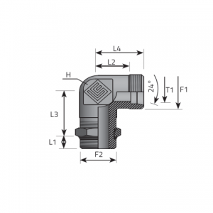 Angular rotary fitting with bulkhead nut. (LME..LSMOM..)